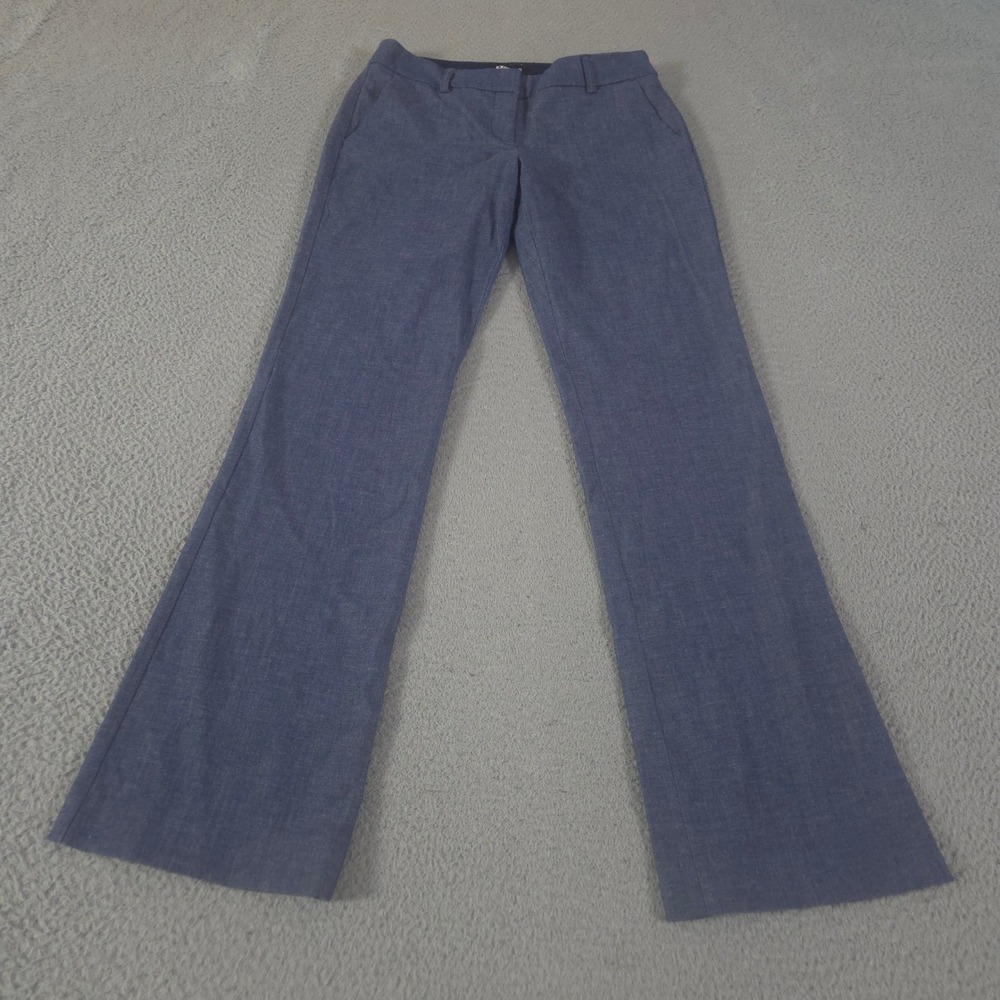 Express Pants Womens 4R Blue Editor Slim Flare Low Rise Stretch Cotton Trousers